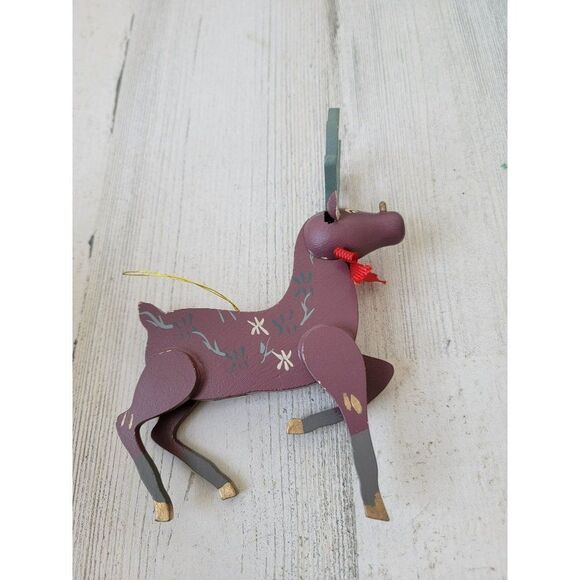 Yellowstone wooden reindeer bow ornament Xmas decor - Picture 5 of 6
